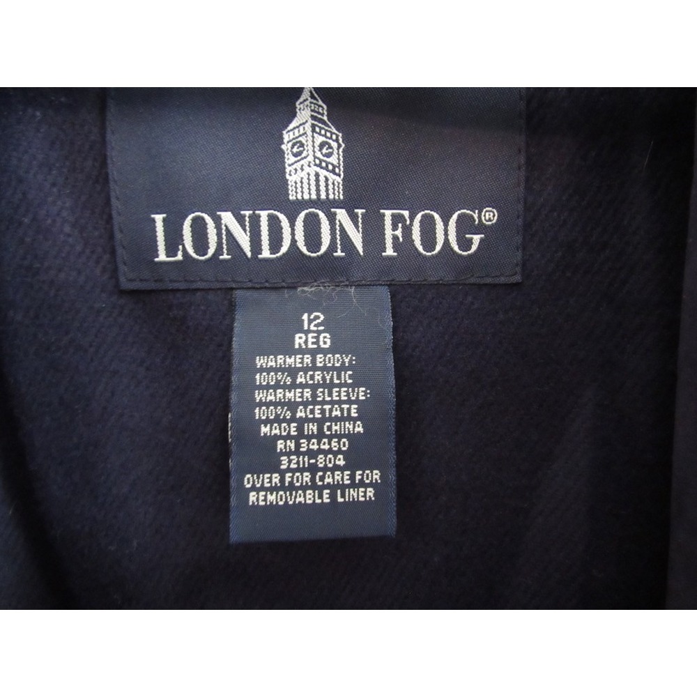 London Fog Trench Rain Coat Women 12 Navy Blue Belted Zip out Liner Long Classic - Picture 3 of 8